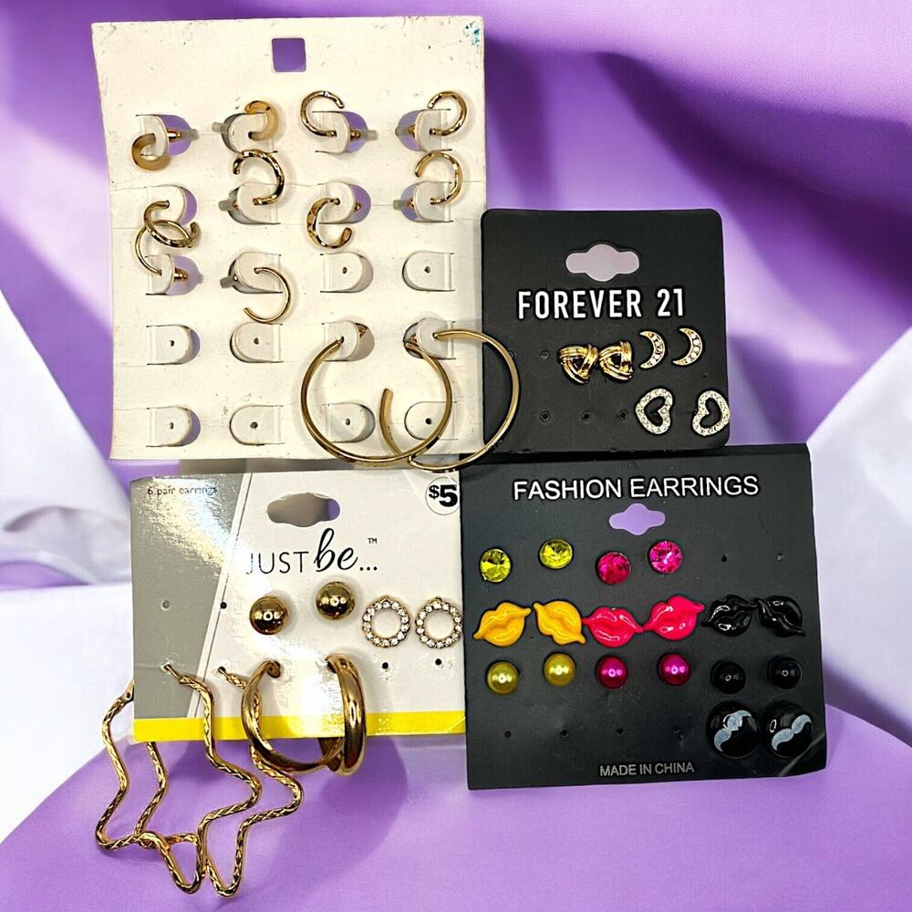 NWT! Lot of 22 -3 Forever 21, 3 Just Be..., 6 Hoops, & 9 Fashion Earrings!